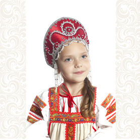 Кокошник Котёна, бордовый с серебром