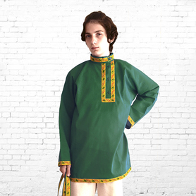 Косоворотка Народная, хлопок, зеленый- фото 1
