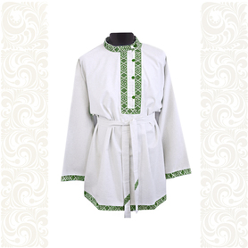 Косоворотка Оберег, лен белый с зеленым- фото 1