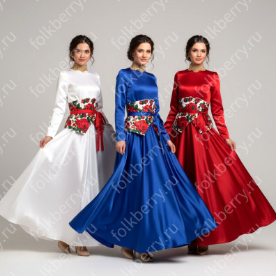 Платье Триколор-3, атлас, бело-сине-красное- фото 1