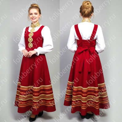 Сарафан с блузой Жар Птица, габардин, бордовый- фото 1